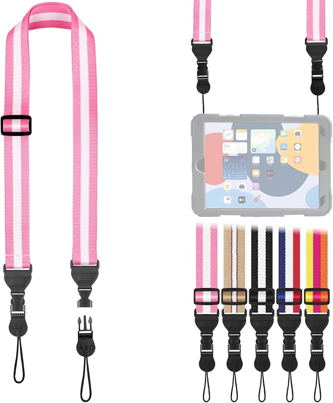 Adjustable Shoulder Strap, Comfortable for Camera Neck Lanyard iPad Strap iPad Strap for iPad, Camera, Binocular, Crossbody, Tablet, Laptop, Binocular, Luggage Bag(Pink & White A21)