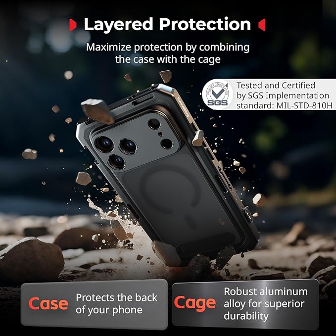 SMALLRIG Mobile Video Cage for iPhone 17 Pro Max, with Phone Case/TPU Soft Frame/T-Mount & 17mm Threaded Lens Backplate, Phone Video Rig for Videography Recording Vlog, Flagship Edition - 5543