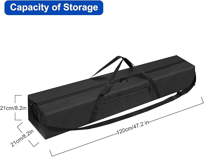 Tripod Carrying Case - 47 Inch 600D Oxford Tripod Bag with Shoulder Straps and Dual Handles Full Zippers for Lights, Cameras, Microphone Stands, Music Stands