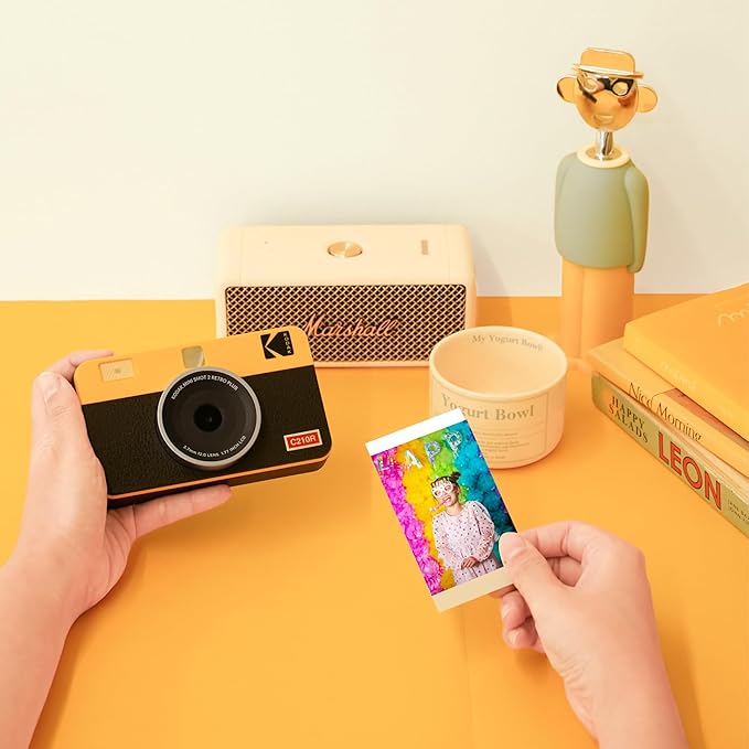 KODAK Mini Shot 2 Retro 4PASS 2-in-1 Instant Digital Camera and Photo Printer (2.1x3.4 inches) Initial 8 Sheets + 30 Sheets Bundle, Yellow