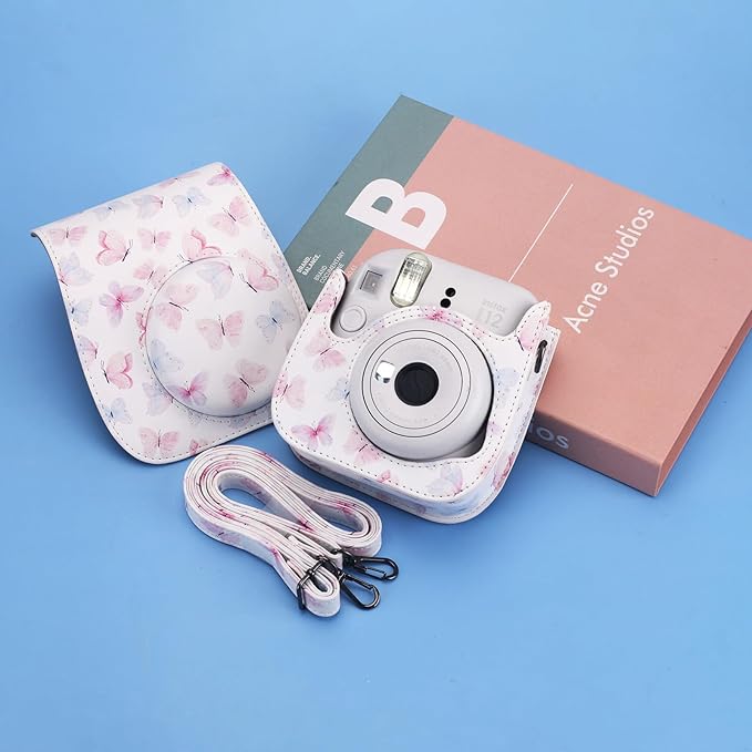 Frankmate Protective Case Compatible with Fujifilm Instax Mini 12 11 9 8 Instant Film Camera with Accessory Pocket and Adjustable Strap