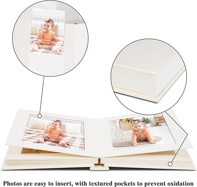 Vienrose Polaroid Photo Album with Writing Space – 2x3 Photo Album for Instax Mini & Polaroid Go, 26 Pockets Wedding Travel Scrapbook, Small Linen Album for Instant Photos, Dark Gray