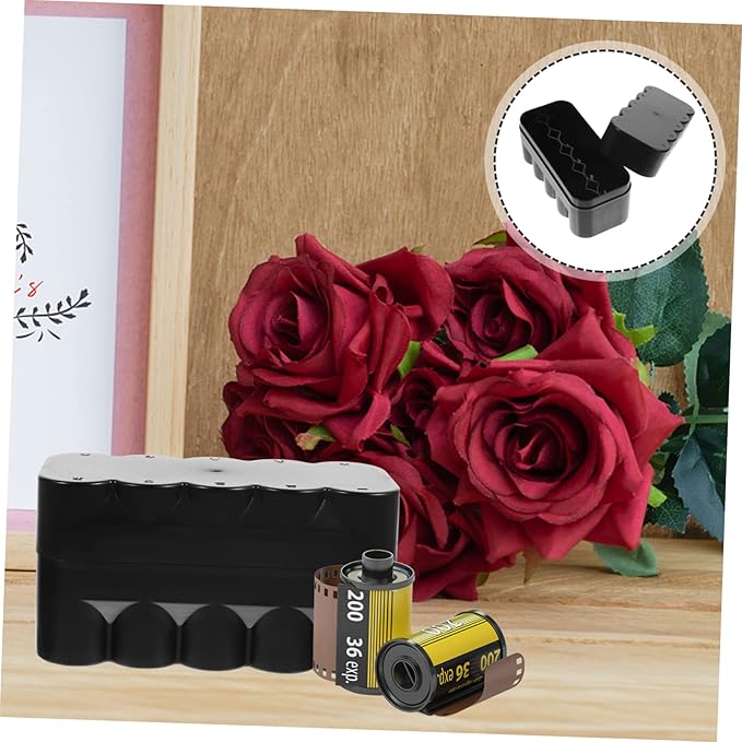 Gatuida Photo Organizer Storage Box Film Roll Canisters Black Storage Box Hard Case for Film Reel Containers