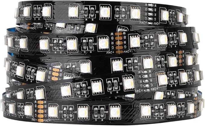 BTF-LIGHTING 5050 RGBW RGB+Cool White(6000K-7000K) 4 Colors in 1 LED Tape Light DC24V 5m 16.4ft 60LED/m Multi-Colored IP30 Black 12mm PCB for Bedroom Kitchen Home Decoration(No Adapter or Controller)