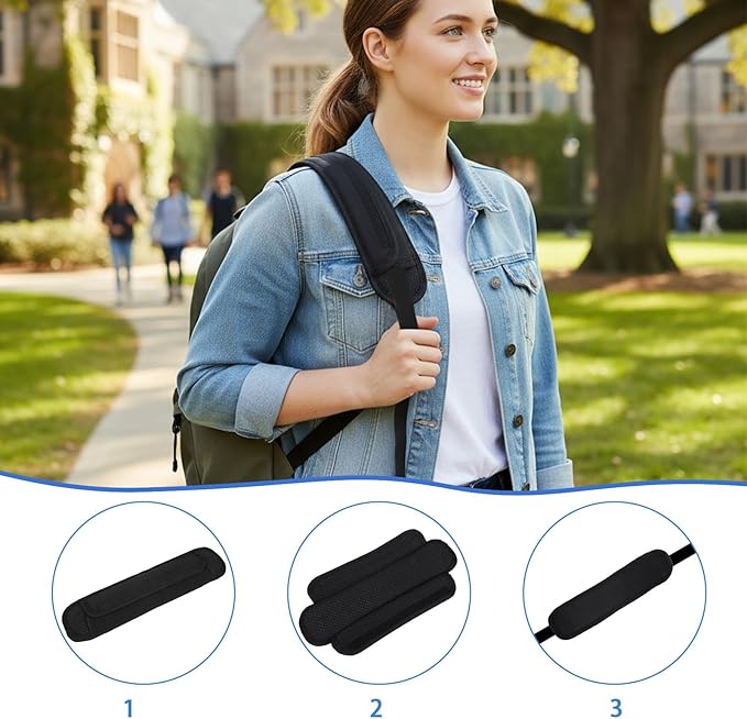 Shoulder Strap Cushion Universal Shoulder Strap Pad for Bags, Black Large Breathable Shock Absorption for Bag, Messenger Bags, Backpacks and Purse Non-Slip Thick Cushion with Foam