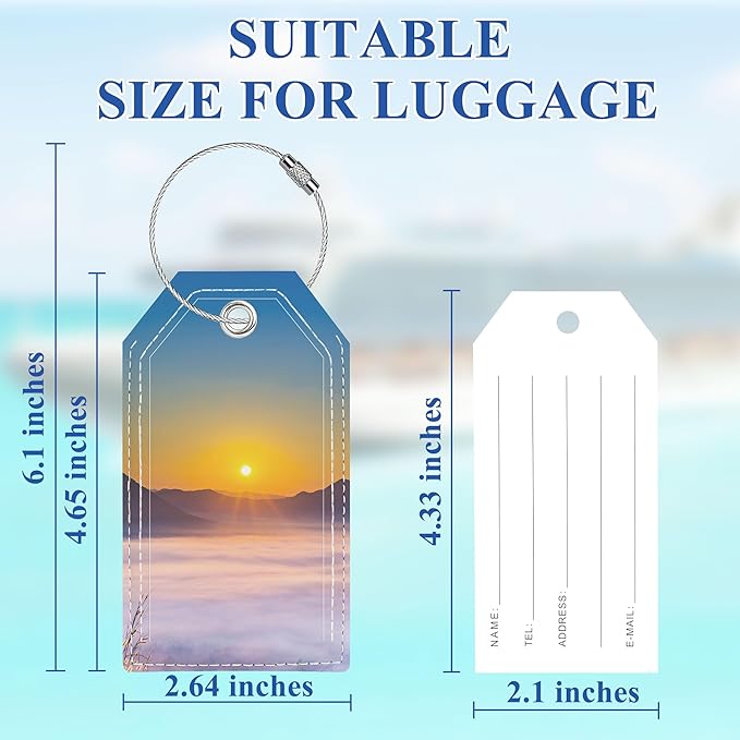 Luggage Tags for Suitcases, Personalized Luggage Tag, Cute Bag Tags for Backpacks Handbag School Instrument with Name ID Label Travel Essentials, Unique Fun Baggage Tags 2 Pack, Sunrise