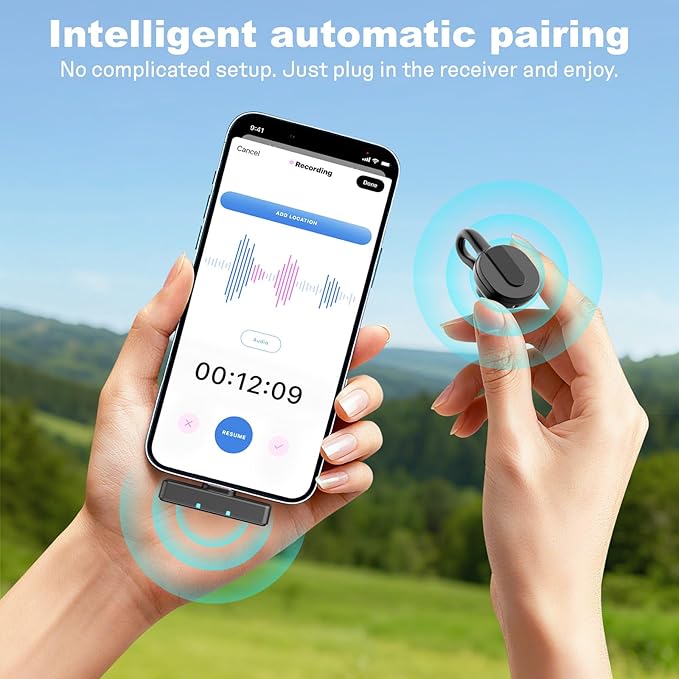 Q28 Mini Hidden Wireless Lavalier Microphone, Noise Cancelling/Mute/Reverb, Compact Clip on Microphone Wireless for Android & iPhone15/16/17(USB-C Plug), Charging Case, Video Recording Lapel Mini Mic