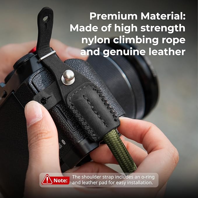 SMALLRIG Rope Camera Neck Shoulder Strap, Adjustable Braided Shoulder Strap with O-Ring and Leather Pad