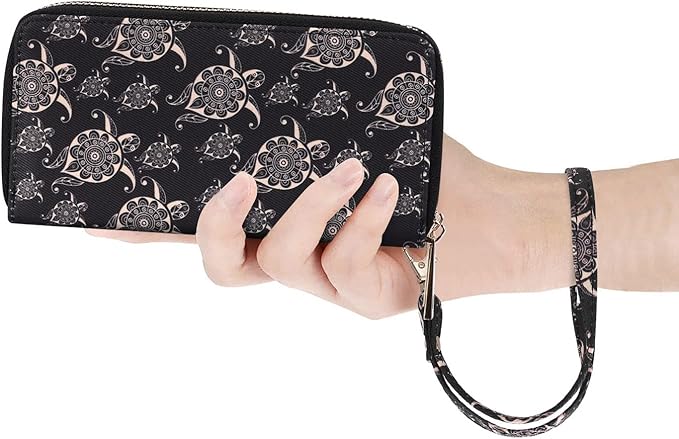Cellphone Wallet for Women Dual Zipper Long Purse with Removable Wristlet