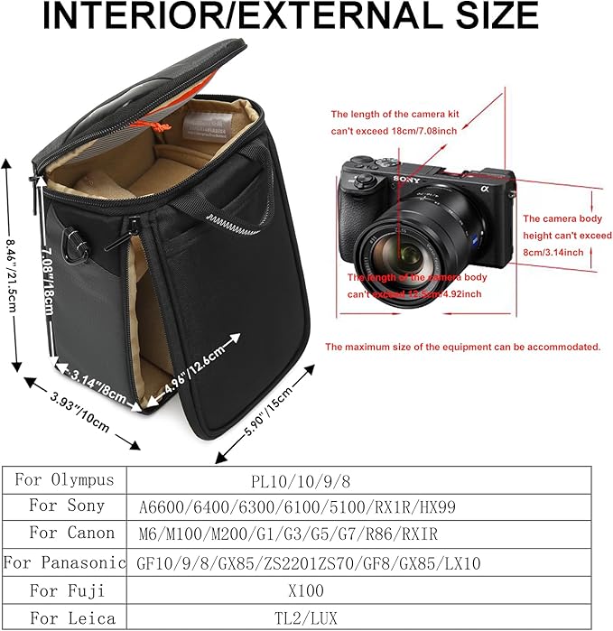 mirrorless camera bag,Dual Opening Anti-shock Sling Lens Cube Case,Small Digital DSLR SLR Mirrorless Cameras Accessories Storage Pouch for Canon,Sony,Fuji,Panasonic,OLYMPUS