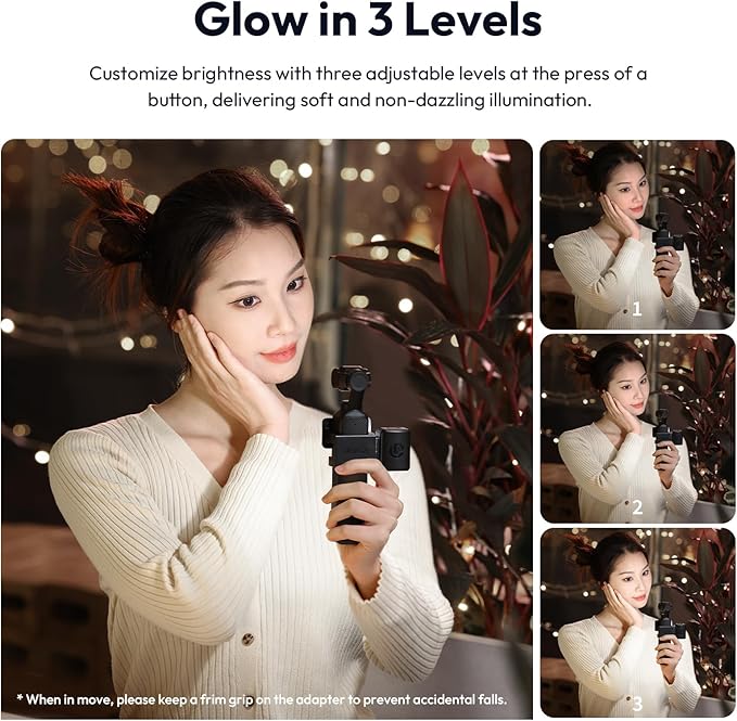 ULANZI LM001 Magnetic Mini Light for DJI Osmo Pocket 3/Xtra Muse, 2W USB C Rechargeable Auxiliary LED Fill Light, 500mAh, 5800K, CRI ≥95, IPX4 Water Resistance, Brightness 3 Levels Adjustable