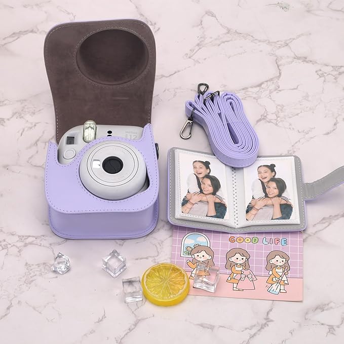 Frankmate Protective Case Compatible with Fujifilm Instax Mini 12 11 9 8 Instant Film Camera with Accessory Pocket and Adjustable Strap