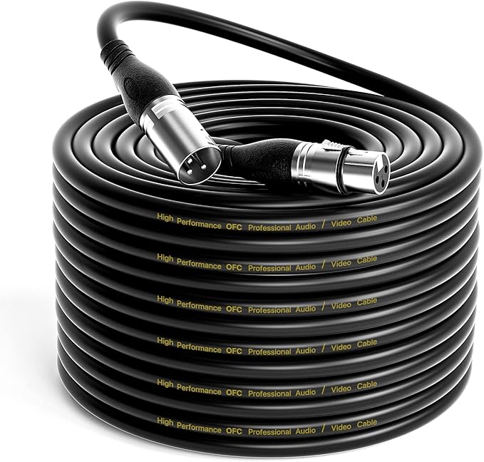 EBXYA 100Ft XLR Microphone Cables - Premium Balanced Mic Speaker Cable with 3 Pins XLR Male to Female 100 Feet,Black