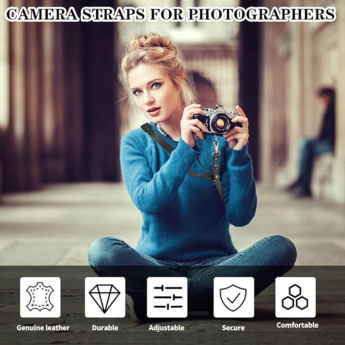 Bebaimis Single Camera Harness Strap for 1 Camera,Leather Camera Strap for Photographers,Leather Camera Harness Gear DSLR/SLR