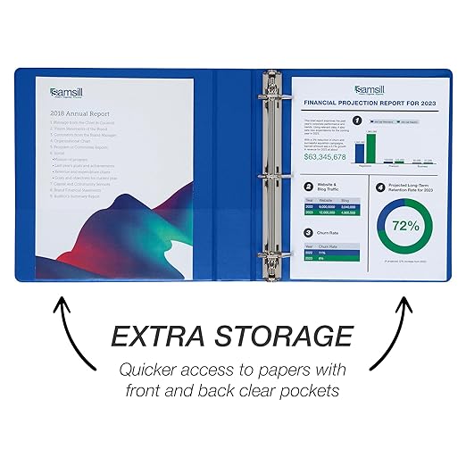 Samsill Durable 1.5 Inch Binder, Made in USA, D Ring Binder, FSC 100% Recycled Chipboard, Blueberry
