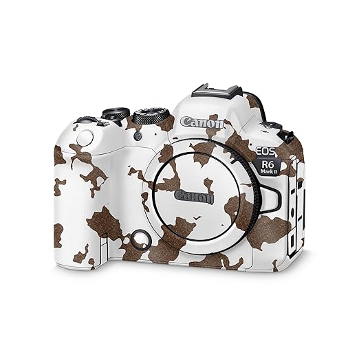 Glossy Glitter Camera Skin Compatible with Canon EOS R6 Mark II Camera (2022) - Brown Cow - Premium 3M Vinyl Protective Wrap Decal Cover - Easy to Apply | Crafted in The USA by MightySkins