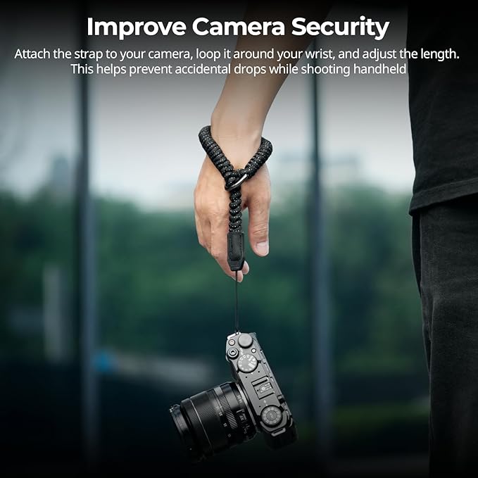 SMALLRIG Camera Wrist Strap, Universal Braided Camera Hand Strap, Adjustable Safety Strap Compatible for DSLR or Mirrorless Camera, Black - 4881