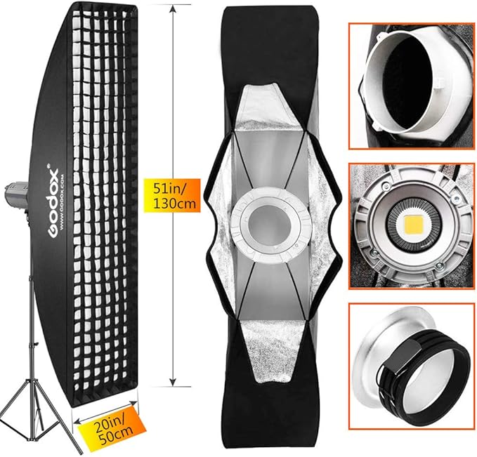 GODOX 50x130cm / 20"x51" Honeycomb Grid Softbox Bowens Mount for Shooting Flash Speedlite