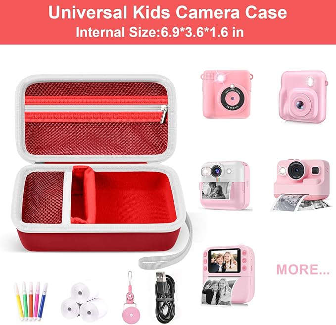 Grapsa Case Compatible with ESOXOFFORE for Dylanto for Anchioo for WEEFUN for GKTZ for Amzelas for Mafiti Instant Print Camera for Kids, Film Camera Storage Holder Organizer Bag (Box Only)- Red