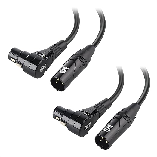 Cable Matters 2-Pack Right Angle XLR Cable, Short XLR Microphone Cable - 0.5ft, Oxygen-Free Copper (OFC) Microphone Right Angle Cord, Mic Cord, Black