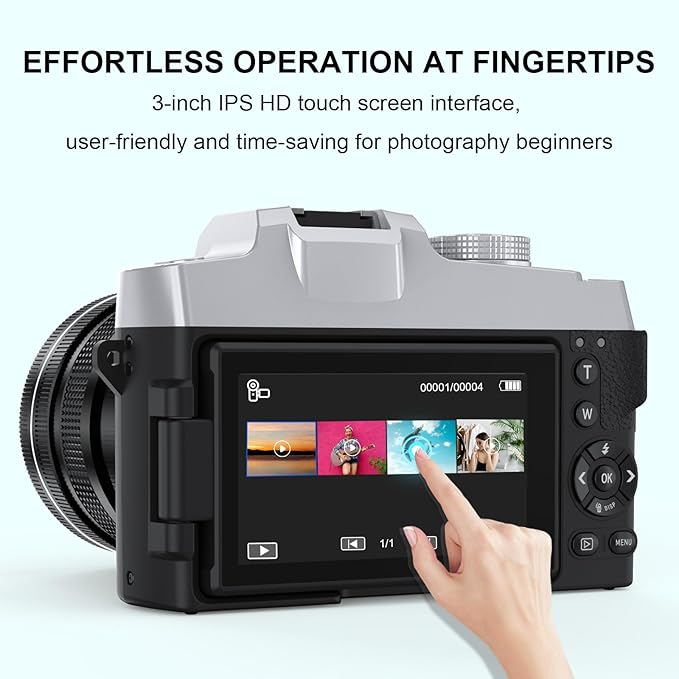 Yatao Cameras for Photography & Vlogging,75MP 4K Digital Camera with Flip Touchscreen, 10X Optical Zoom, WiFi, 64GB TF Card, Card Reader, Compact YouTube Camera for Travel, Beginners, Creators