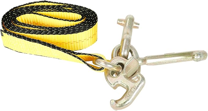 Fekuar 4Pcs 2" x 8' Truck Winch Tie Down Straps with RTJ Cluster Hook Heavy Duty Webbing Complete RTJ Strapes 3 Chain Link RTJ Cluster Hook Towing Truck Anchor Wrecker Tie Down