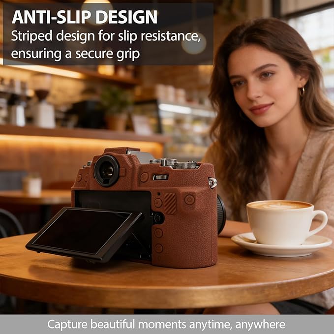 Frevyve Case for Fujifilm X-T50 Body Camera, Skin, Anti-Scratch, Lightweight Sleeve, Fuji XT50 Soft Silicone Rubber Protective Case Cover for Fujifilm XT50 Camera Accessories (Brown)
