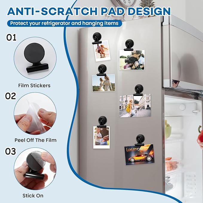 DIYMAG Hanging Photo Magnetic Clips, 20 Pack Fridge Magnets Heavy Duty Holder Party Graduation Collage Picture Display Diy Clip for Refrigerator Home Whiteboard Office Locker Classroom Balck