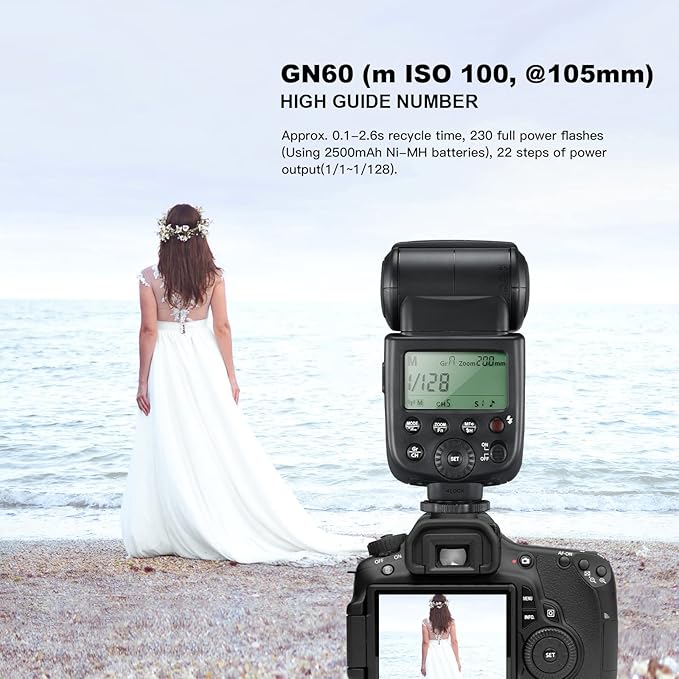 Godox TT600 GN60 2.4G 1/8000s Camera Flash Speedlite, 230 Full Power Flashes, 0.1-2.6s Recycle Time, Compatible for Canon, Nikon, Pentax, Olympus and Other DSLR Cameras with Standard Hotshoe
