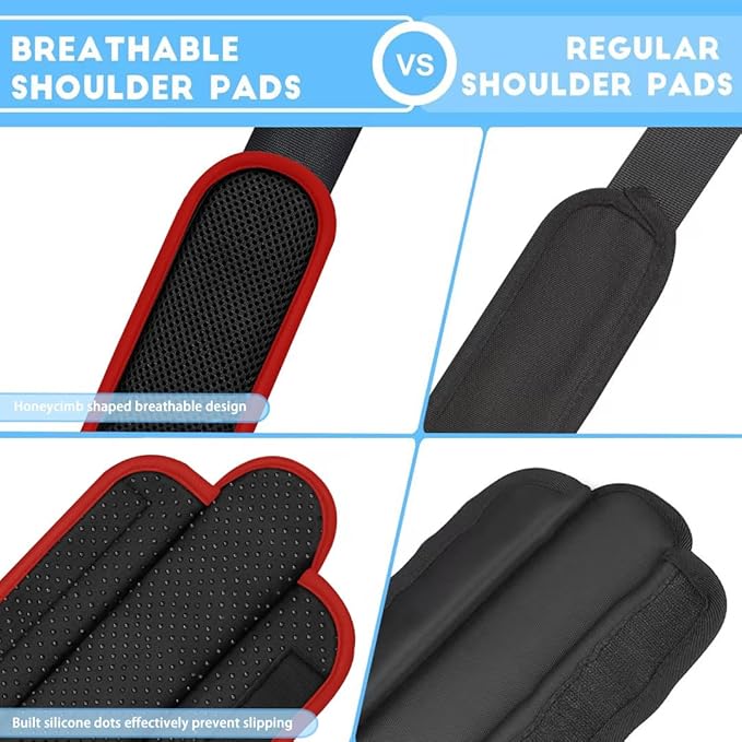 ZINZ 2-Pack Universal Shoulder Pad with Ultra Thick Cushion for Bag Luggage Bag Crossbody, Plus Long & Anti-Slip & Breathable,Black-Wine Edge