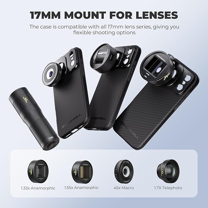 FREEWELL Pro Filmmaker Case for Phone 17 Pro - Magnetic Filters & 17mm Lens Mount Black