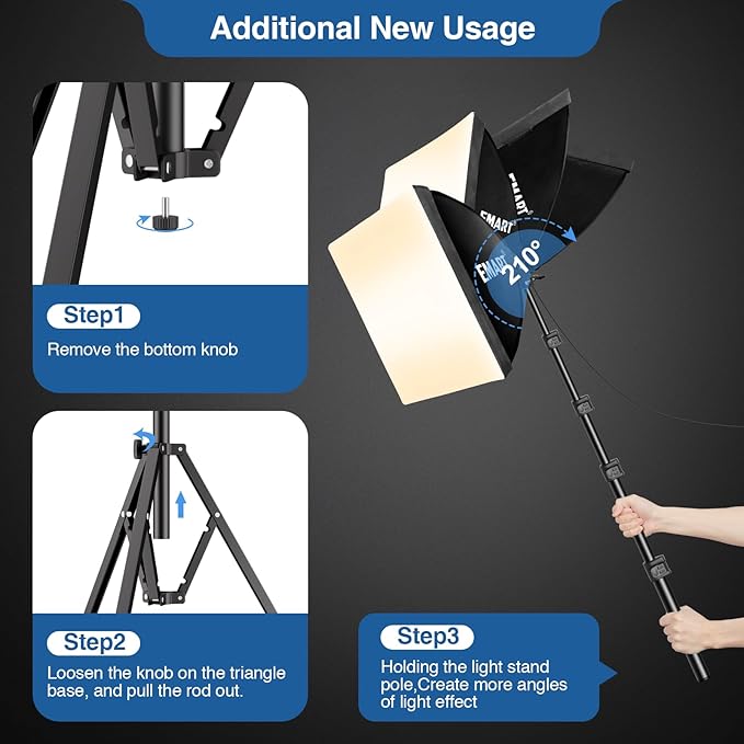 EMART Softbox Lighting Kit, 16"X16" Soft Box, 3000K-6000K 85W LED Bulbs with Remote, 65" Tripod, Professional Softbox Photography Lighting Kit for Studio Lights, Portrait, Video Recording(2PACK)