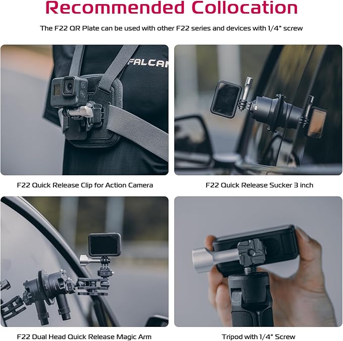 ULANZI F22 Quick Release Kit, Action Camera Adapter with 1/4" Screw, Compatible w Action Cam Series, DJ OSMO Action Series & Insta etc. Vlog, Livestreaming,Video Recording Photography Accessories.