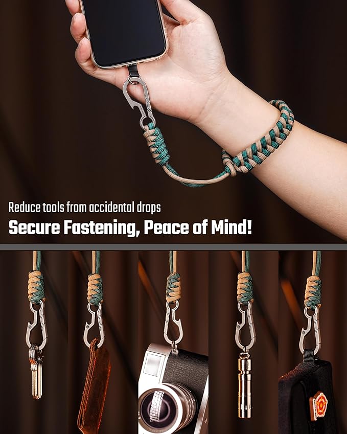 KeyUnity KC03 Camera Wrist Strap Adjustable Paracord with Carabiner, Braided Lanyard for Key, Cell Phone, Camera, and Wallet