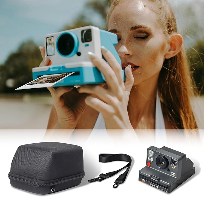 Kuprusar Camera Case for Polaroid OneStep 2VF/Now+ Camera, Hard Carrying Case Protective EVA Storage Bag for One Step+/Now/Now+ Plus 2nd I-Type Instant Film Camera with Shoulder Strap
