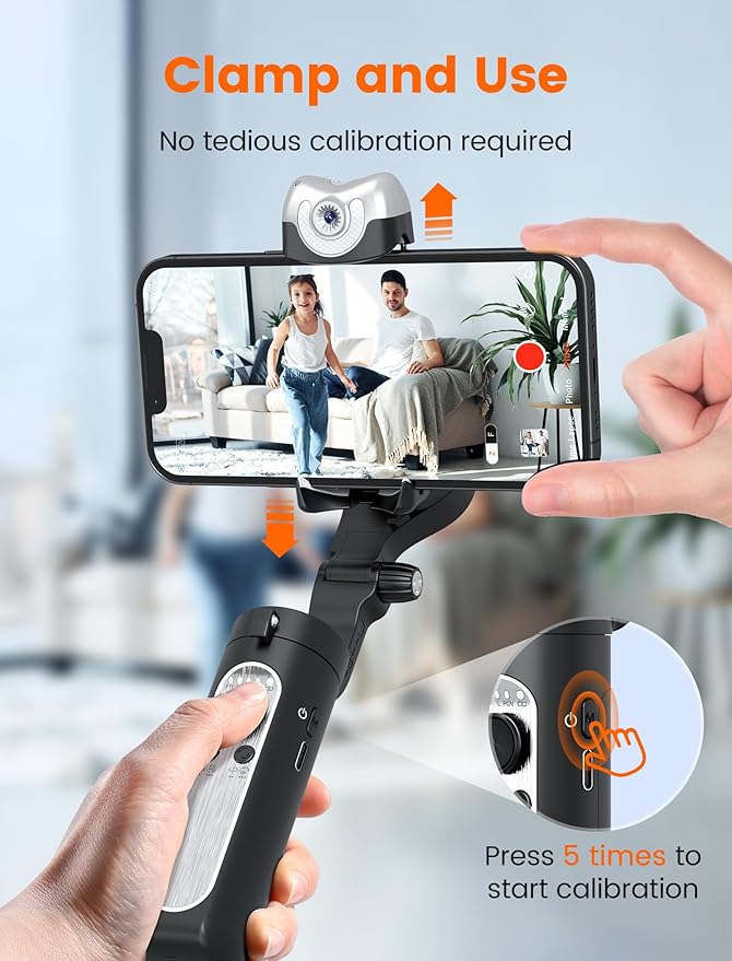 hohem iSteady V2S Gimbal Stabilizer for Smartphone, 3-Axis Gimbal for iPhone, AI Tracking, Portable and Foldable Phone Stabilizer with Fill Light for Video Recording, Vlogging, YouTube, TikTok