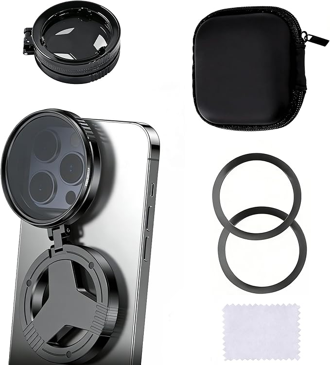 Anti-Glare Magnetic Phone Camera Filter for iPhone,Professional 52mm Rotatable Expandable Polarizing Filter, Foldable Phone Filter Lens Compatible with iPhone 17 16 15 14 13 12 11