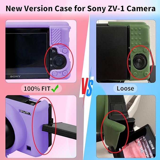 Camera Case for Sony ZV-1, ZV1 Camera Cover Silicone Camera Sleeve Body Skin Protective Case with Removable Lens Cap for Sony ZV 1 Digital Camera, Purple