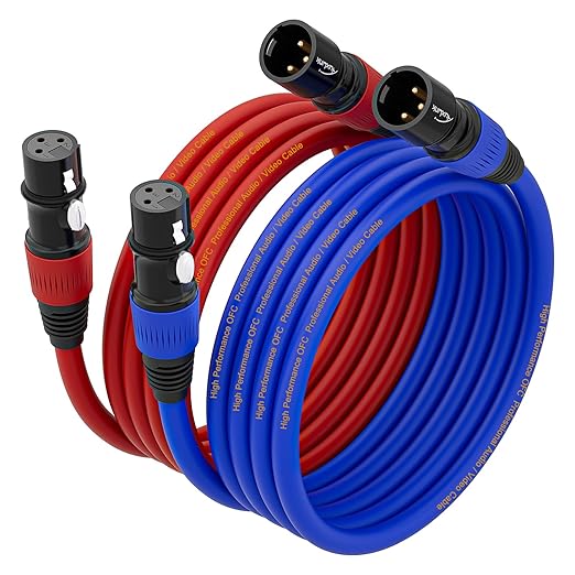 XLR Cables, XLR Male to Female 6ft, Gold-Plated 3 Pins Microphone Cable - 2Pack
