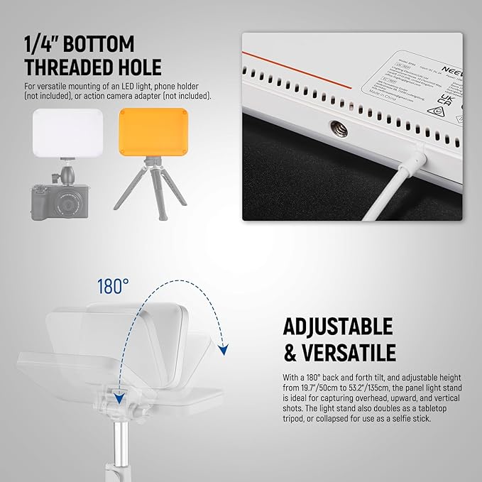 NEEWER Basics LED Video Light Panel Lighting Kit 2 Pack with Tripod Stand & Filter for Studio Photography Live Streaming Recording, Bi Color Dimmable Portable, 3200K-5600K CRI 95 750lux White, BP66