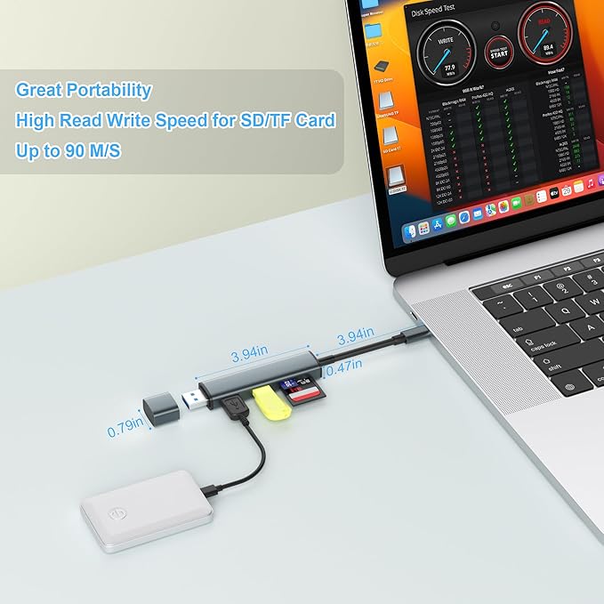 TIANSONG USB 3.0 SD Card Reader with Dual USB Ports, USB C SD Card Reader for iPhone 15/iPad/Mac 4 Ports Read and Write Simultaneously Memory Card Adapter for MacBook Pro/Air iMac Android S23 S22