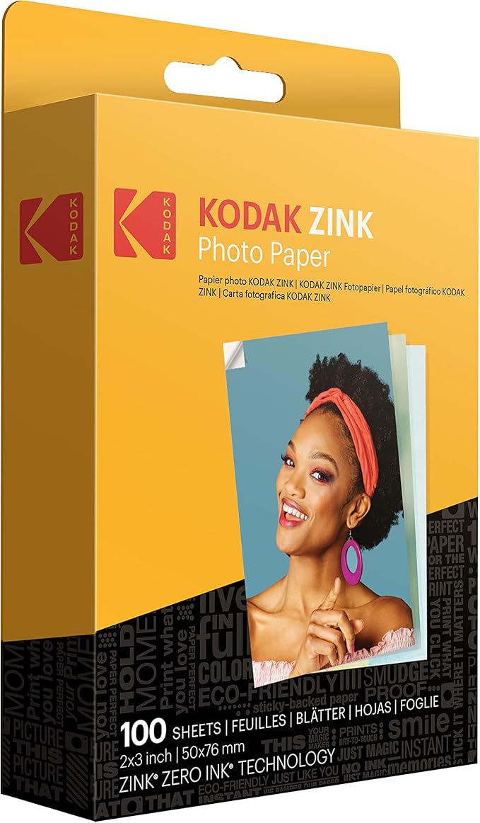 KODAK 2"x3" Premium Photo Paper (100 Sheets) Compatible with PRINTOMATIC, Smile and Step Cameras and Printers (Packaging May Vary)
