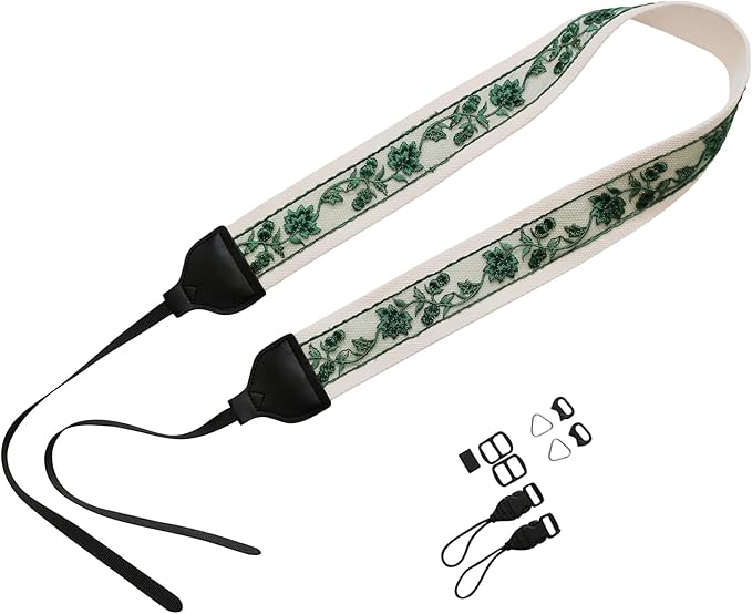 UNIKSTRAP Original Design Adjustable Camera Strap Green Lace, 2 Inch (5cm) Width, Fit for Canon Nikon Sony Interchangeable Lens Digital Camera/DSLR