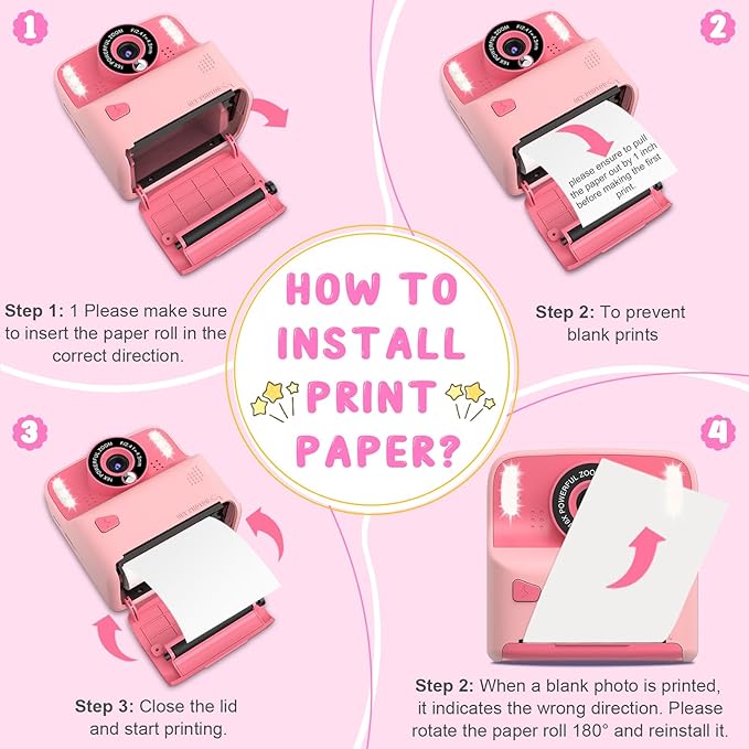 Printing Paper for Kids Instant Print Camera Refill 12 Rolls Print Thermal Paper Set (12 Rolls)