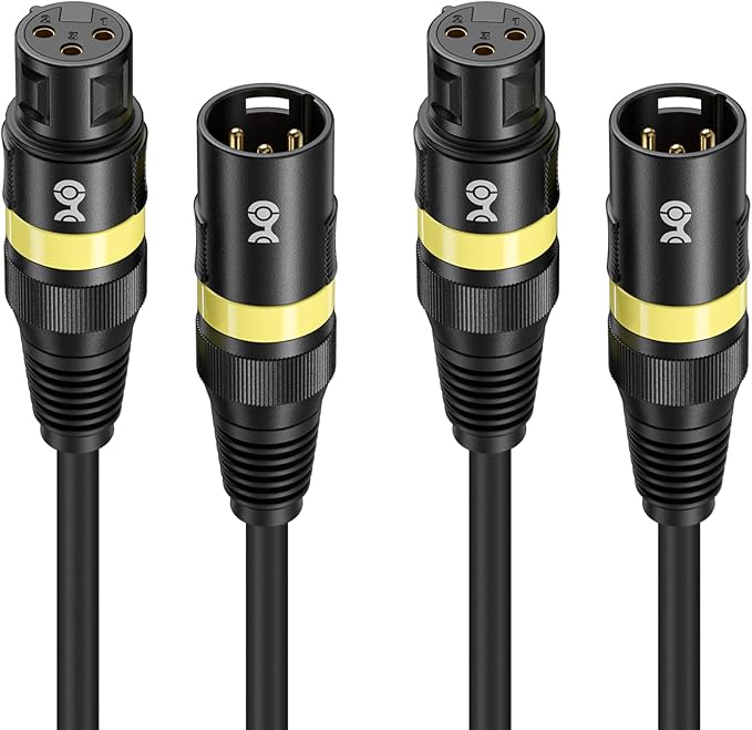 Cable Matters 2-Pack 22AWG Stage Light DMX Cable 6ft / 1.8m with 3-Pin XLR Connector, 3 Pin XLR Male to Female DMX Lighting Cable