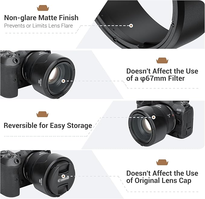 JJC ES-73B Tulip Flower Reversible Lens Hood Shade Protector for Canon RF45mm RF 45mm F/1.2 STM Replaces Canon ES73B, Compatible with 67mm Filters & Lens Caps, No Vignetting