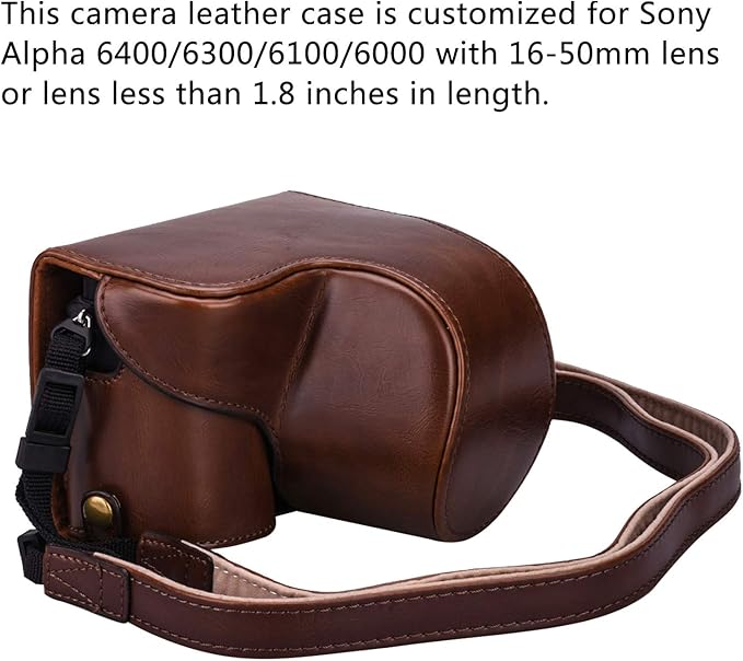 Hargedis XEVN for sony a6400 case,for sony a6300 case,Premium PU Full Body Leather Camera Case Bag for sony alpha a6300 a6000 a6100 a6400 Fit 16-50mm Lens with camera Shoulder Strap(Coffee)