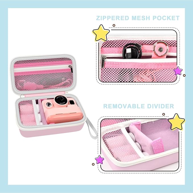Case Compatible with DYLANTO for ESOXOFFORE for ETIKEZ for YTETCN for DUDUDRAGON Instant Print Camera, Kids Camera Storage for Accessories (Box Only) (Single Case, Pink)