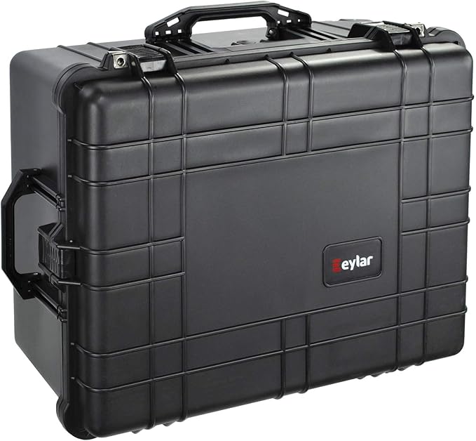 Eylar XL 23.75" Protective Roller Camera Hard Case for Cameras, Drones, Tools, and AV Equipment with IP67 Waterproof, Shock Resistant, and Customizable Foam Inserts (Black)