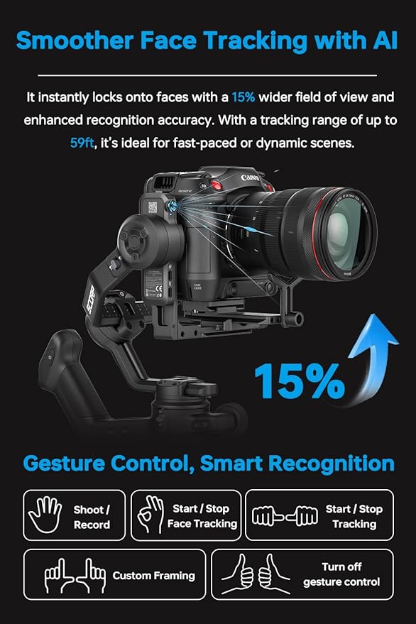 FeiyuTech SCORP 3 [Kit] Gimbal Stabilizer for Canon/Sony/Nikon/Fujifilm – 7.72lbs Payload, Detachable Handle, Built-in AI Tracking, Native Vertical Shooting, Professional Video Stabilizer with Case
